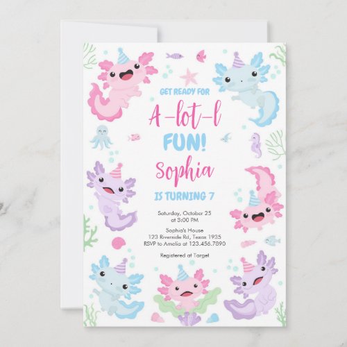 Axolotl Alotl Fun Birthday Party Invitation