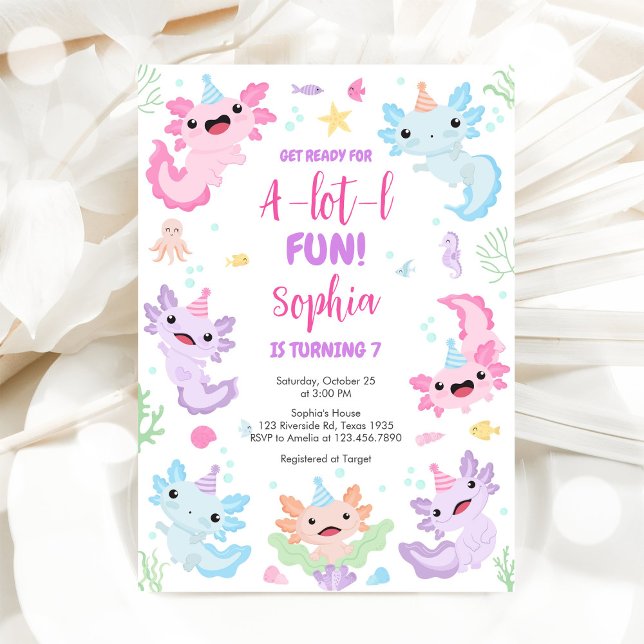 Axolotl Alotl Fun Birthday Party Invitation (Creator Uploaded)
