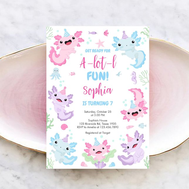Axolotl Alotl Fun Birthday Party Invitation (Creator Uploaded)