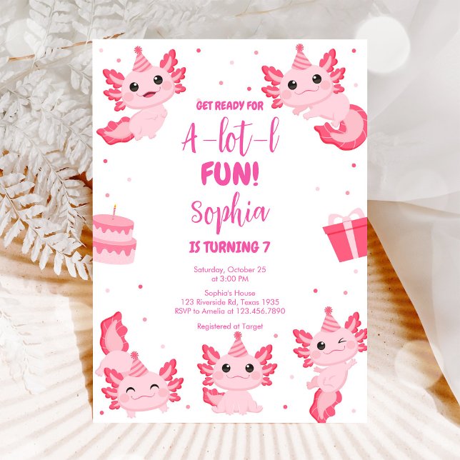Axolotl Alotl Fun Birthday Party Invitation (Creator Uploaded)