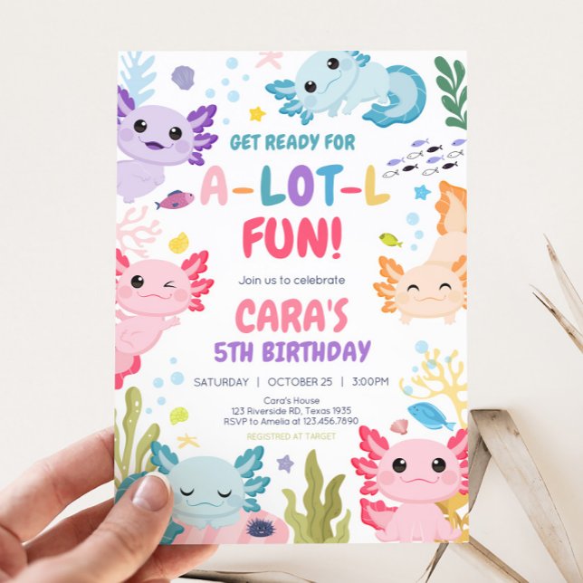 Axolotl Alotl Fun Birthday Party Invitation (Axolotl Birthday Party Invitation)