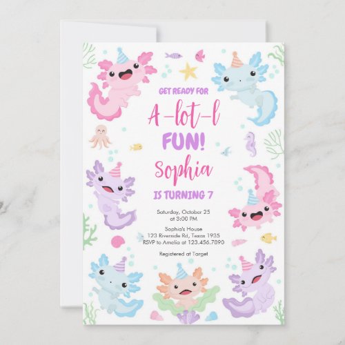 Axolotl Alotl Fun Birthday Party Invitation