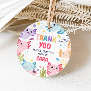 Axolotl Alotl Fun Birthday Party Round Favor Tags