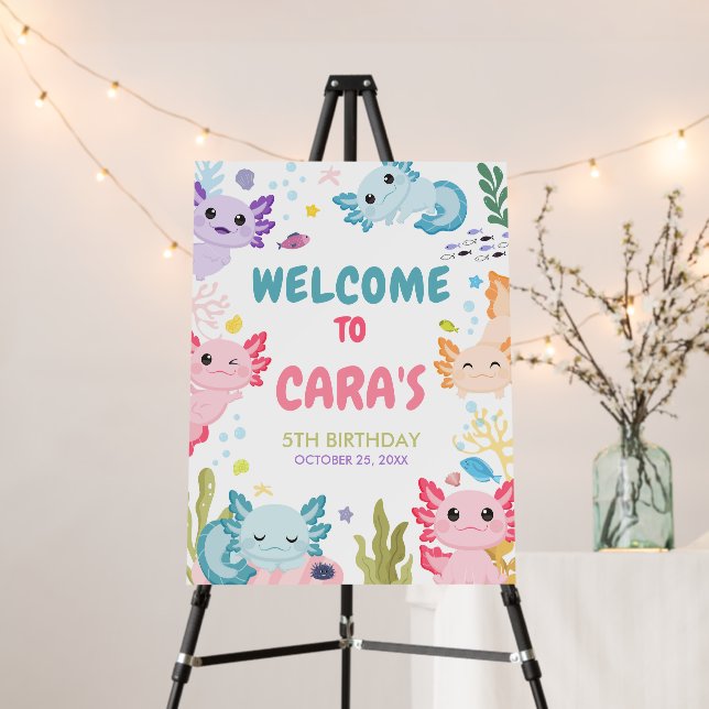 Axolotl Alotl Fun Birthday Party Welcome Sign (In Situ (Stand))
