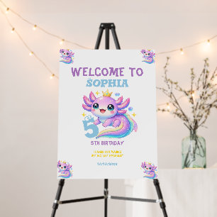 Axolotl Alotl Fun Birthday Party Welcome Sign,Cute Foam Board