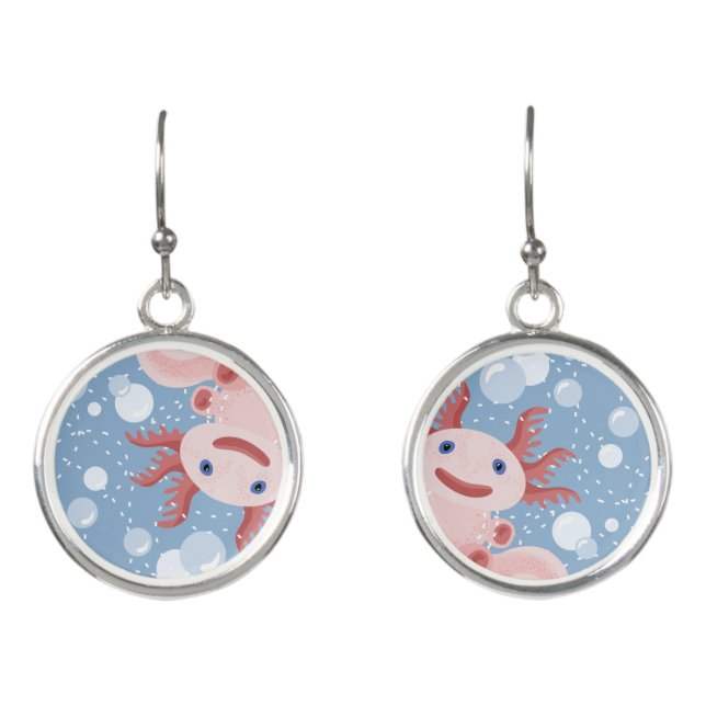 Axolotl and the Bubbles Bold Vector Design Earrings (Front)