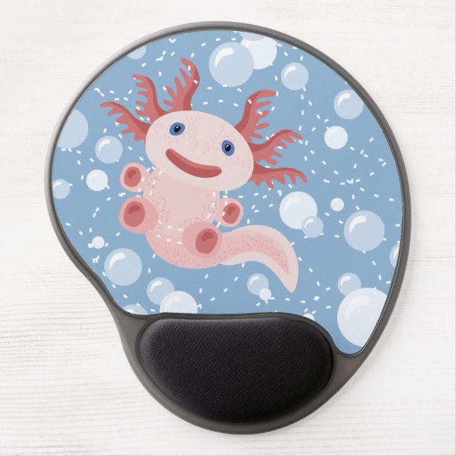 Axolotl and the Bubbles Bold Vector Design Gel Mouse Pad (Front)