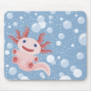 Axolotl and the Bubbles Bold Vector Design Mouse Pad