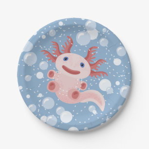 Axolotl and the Bubbles Bold Vector Design Paper Plates