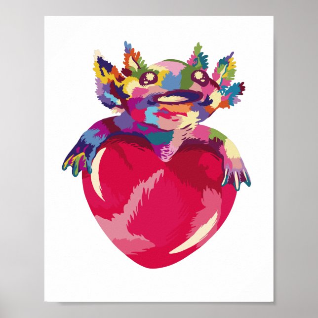 Axolotl animal and heart poster (Front)