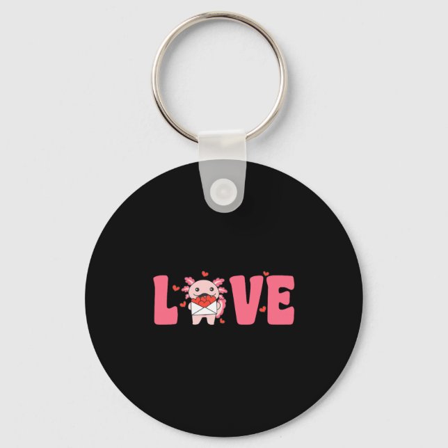 Axolotl Animals With Hearts Love Premium Tri-blend Keychain (Front)