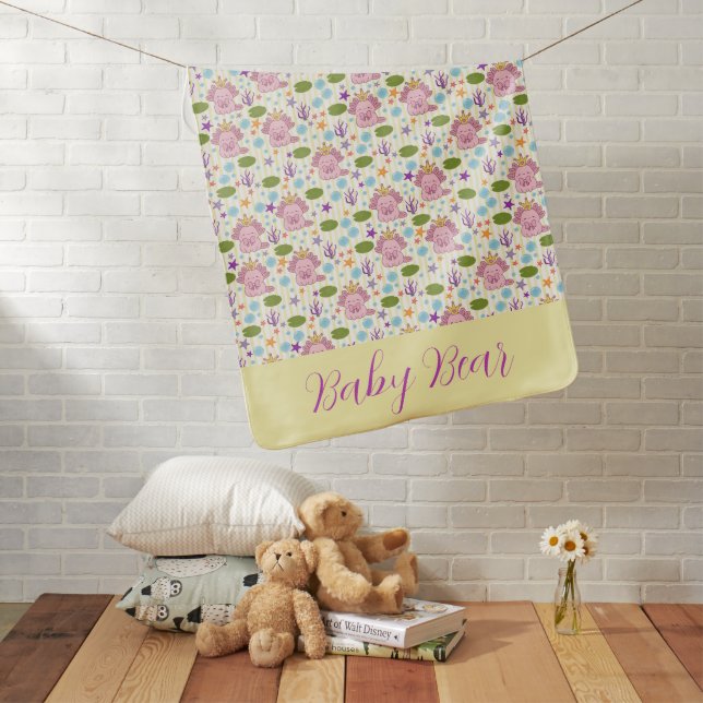 Axolotl Aquarium Girl Baby Blanket (In Situ)
