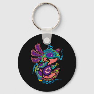 Axolotl Art Aztec Mexican Salamander Mexico Cinco Keychain