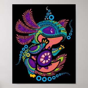 Axolotl Art Aztec Mexican Salamander Mexico Cinco  Poster