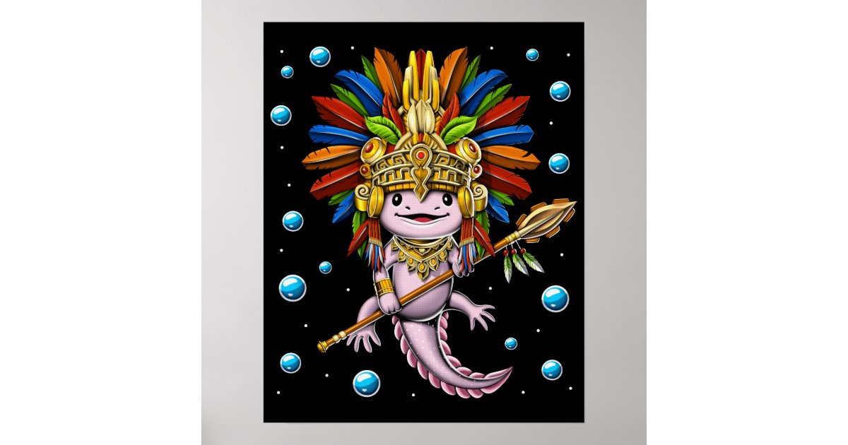 Axolotl Aztec Warrior Poster | Zazzle