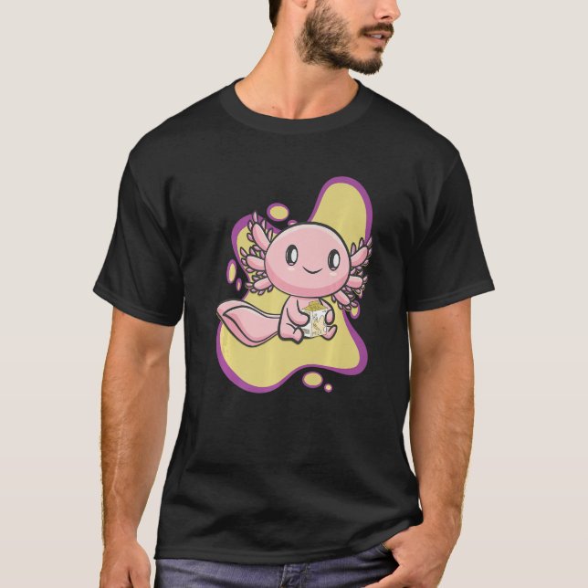 Axolotl Banana Milk Ambystoma Mexicanum Walking Fi T-Shirt (Front)