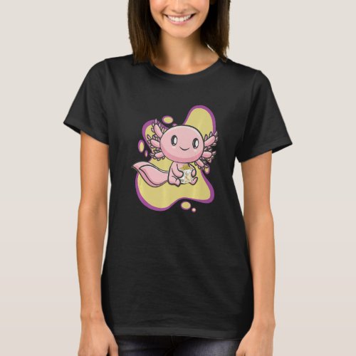 Axolotl Banana Milk Ambystoma Mexicanum Walking Fi T_Shirt