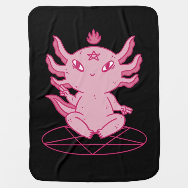 Axolotl Baphomet Pagan Black Baby Blanket (Front)