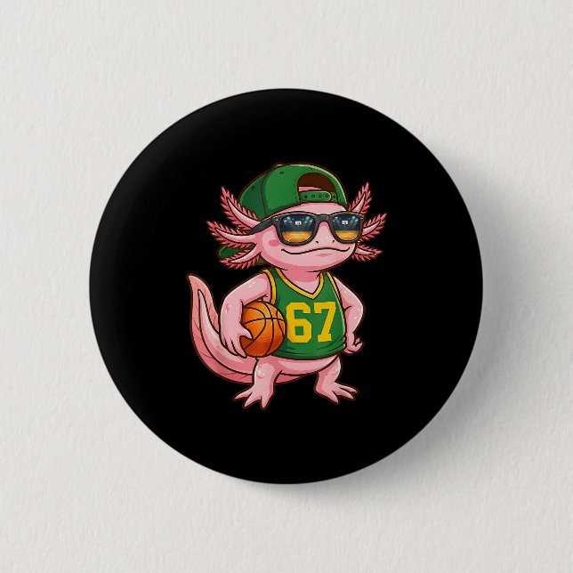 Axolotl Basketball 67 Gen Alpha Slang Srts Men Boy Button (Front)