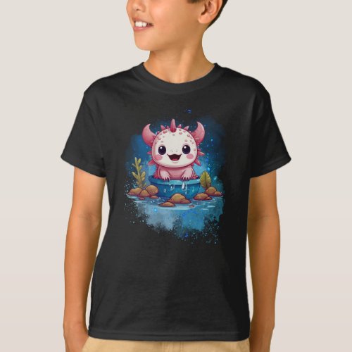 Axolotl Bathing Funny Cute Animal  T_Shirt