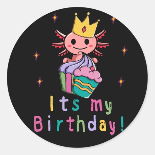 Axolotl Birthday Classic Round Sticker