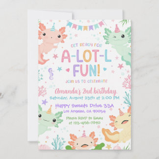 Axolotl Birthday Invitation, Under the Sea Party Invitation