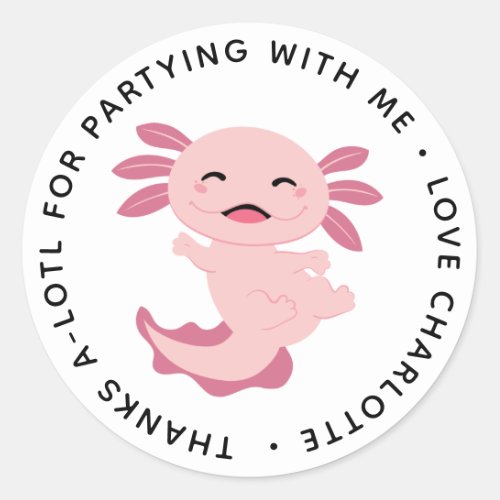 Axolotl Birthday Party Classic Round Sticker