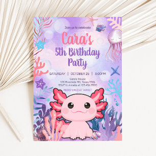 Axolotl Birthday Party Invitation