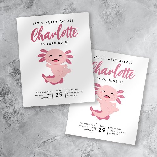 Axolotl Birthday Party Invitation Flyer