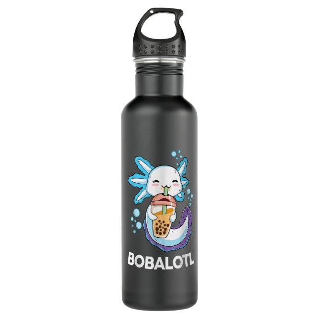 Axolotl Boba  Kids Girls Bobalotl Kawaii Cute Axol Stainless Steel Water Bottle (Front)
