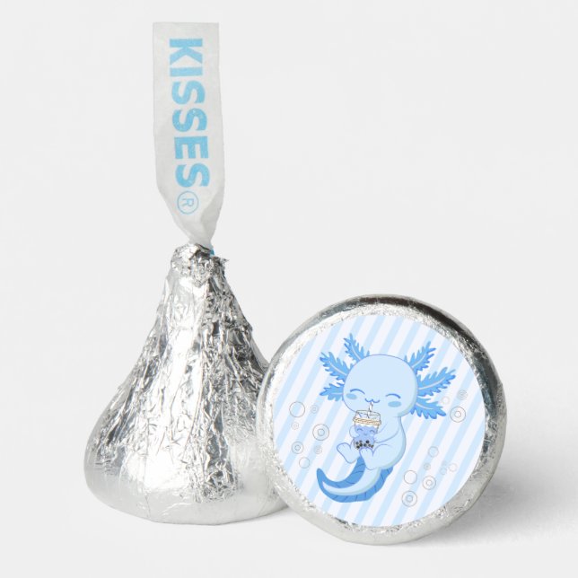 Axolotl Boba Tea Blue Birthday Party Hershey®'s Kisses® (Front)