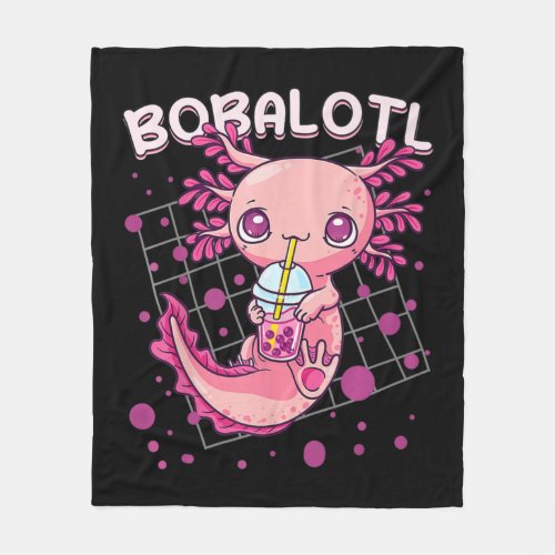 Axolotl Boba Tea Bubble Tea Kawaii Anime Japanese  Fleece Blanket
