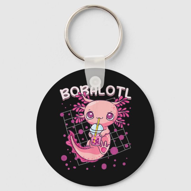 Axolotl Boba Tea Bubble Tea Kawaii Anime Japanese Keychain (Front)
