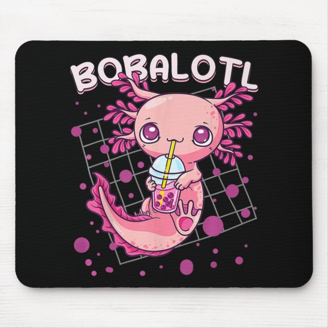 Axolotl Boba Tea Bubble Tea Kawaii Anime Japanese  Mouse Pad (Front)