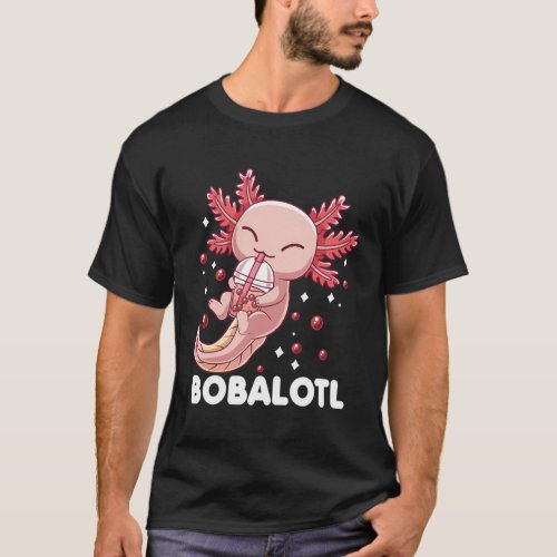 Axolotl Bobalotl Boba Tea Bubble Milk Kawaii Anime T_Shirt