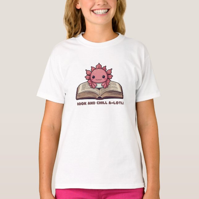 Axolotl Booklover Funny Cute Animal  T-Shirt (Front)