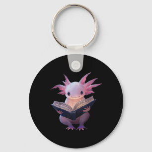 Axolotl Bookworm Reading Book Funny Kawaii Graphic Keychain