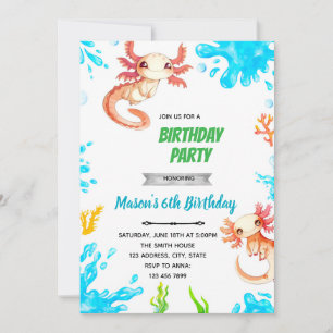 Axolotl boy birthday invitation