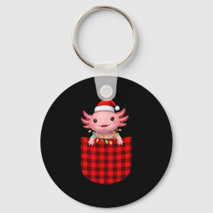 Axolotl Buffalo Red Plaid Cket Christmas Funny Men Keychain