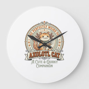 Axolotl Cat Axolotl Cute Weird Pet Cat Vintage Vec Large Clock