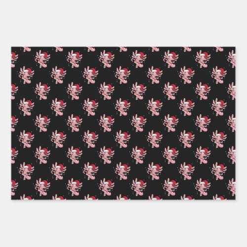 Axolotl Christmas Candycane Wrapping Paper Sheets