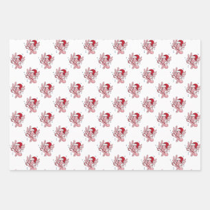 Axolotl Christmas Candycane Wrapping Paper Sheets