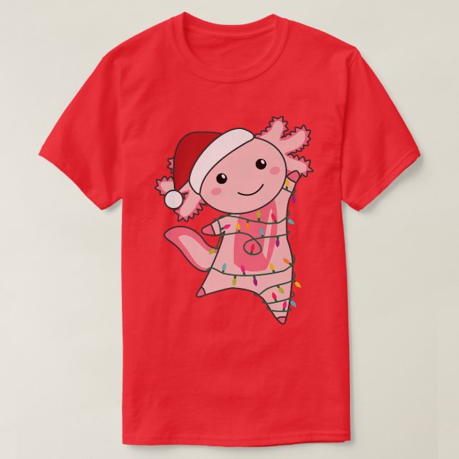Axolotl Christmas Fairy Light Christmas Axolotl T-Shirt (Design Front)
