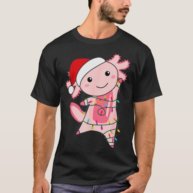 Axolotl Christmas Fairy Light Christmas Axolotl  T-Shirt (Front)