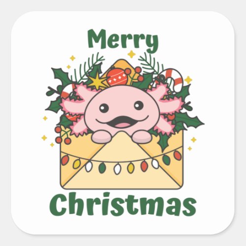Axolotl Christmas Letter Winter Animals Axolotls Square Sticker
