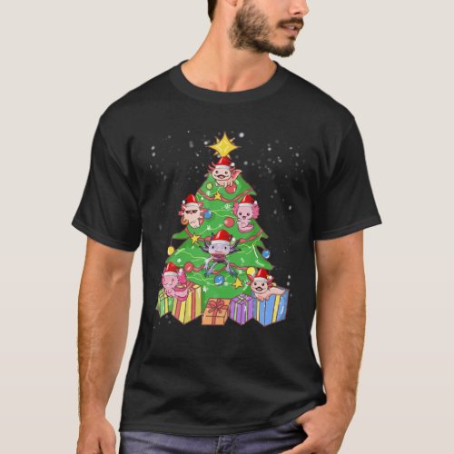 Axolotl Christmas Pajama Kids Youth Funny Axolotl T_Shirt
