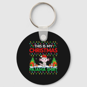 Axolotl Christmas Santa Hat Pajama Shirt Axolotl L Keychain