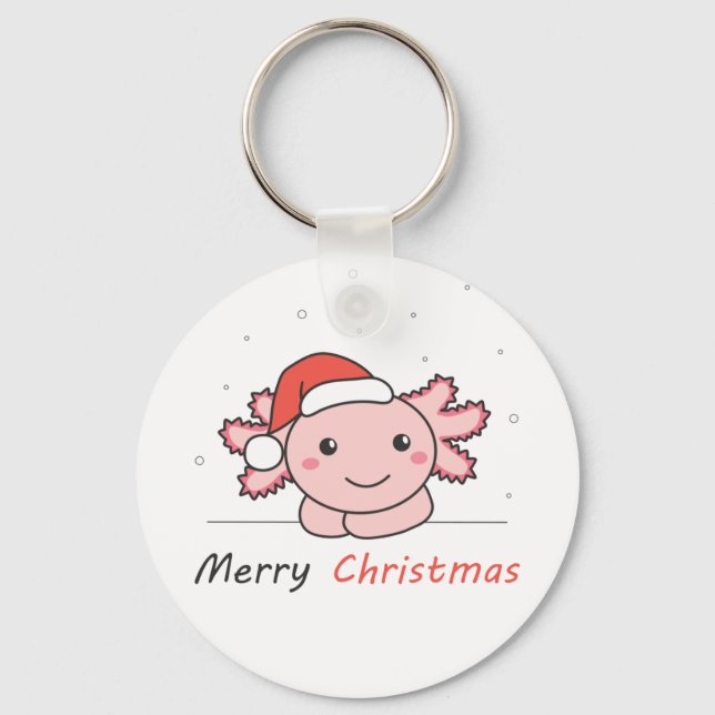 Axolotl Christmas Snow Winter Animals Axolotls Keychain (Front)