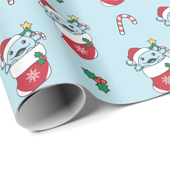 Axolotl Christmas Snow Winter Animals Axolotls Wrapping Paper (Roll Corner)