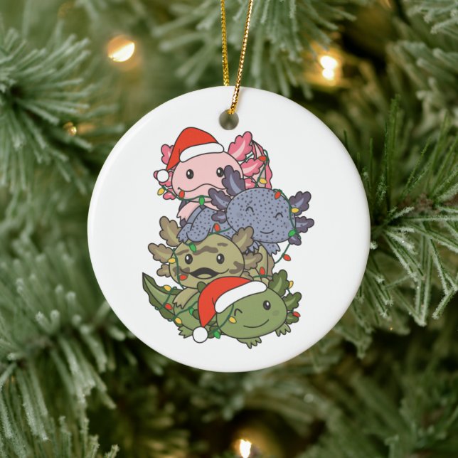 Axolotl Christmas Tree Christmas Animals Axolotls  Ceramic Ornament (Tree)